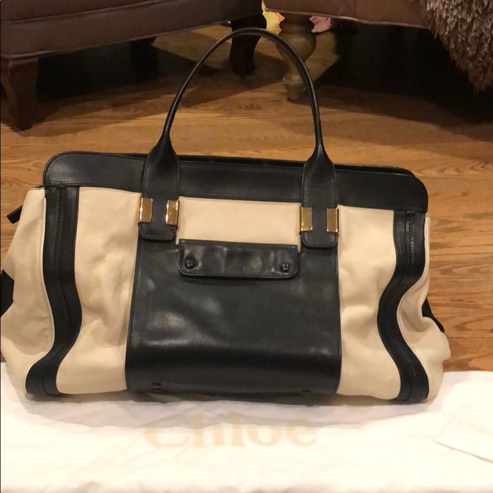 Chloe black and cream Weekender Purse